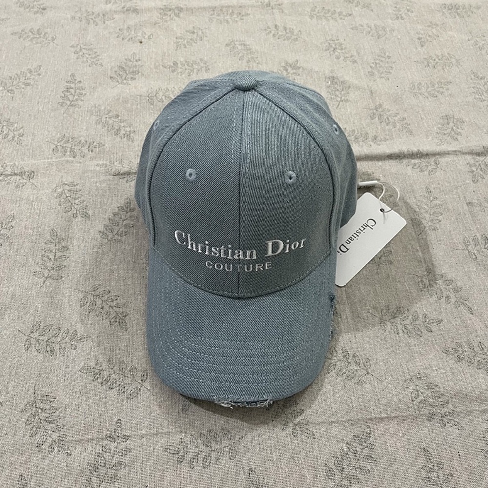 Dior Blue Distressed Washed Denim Hat